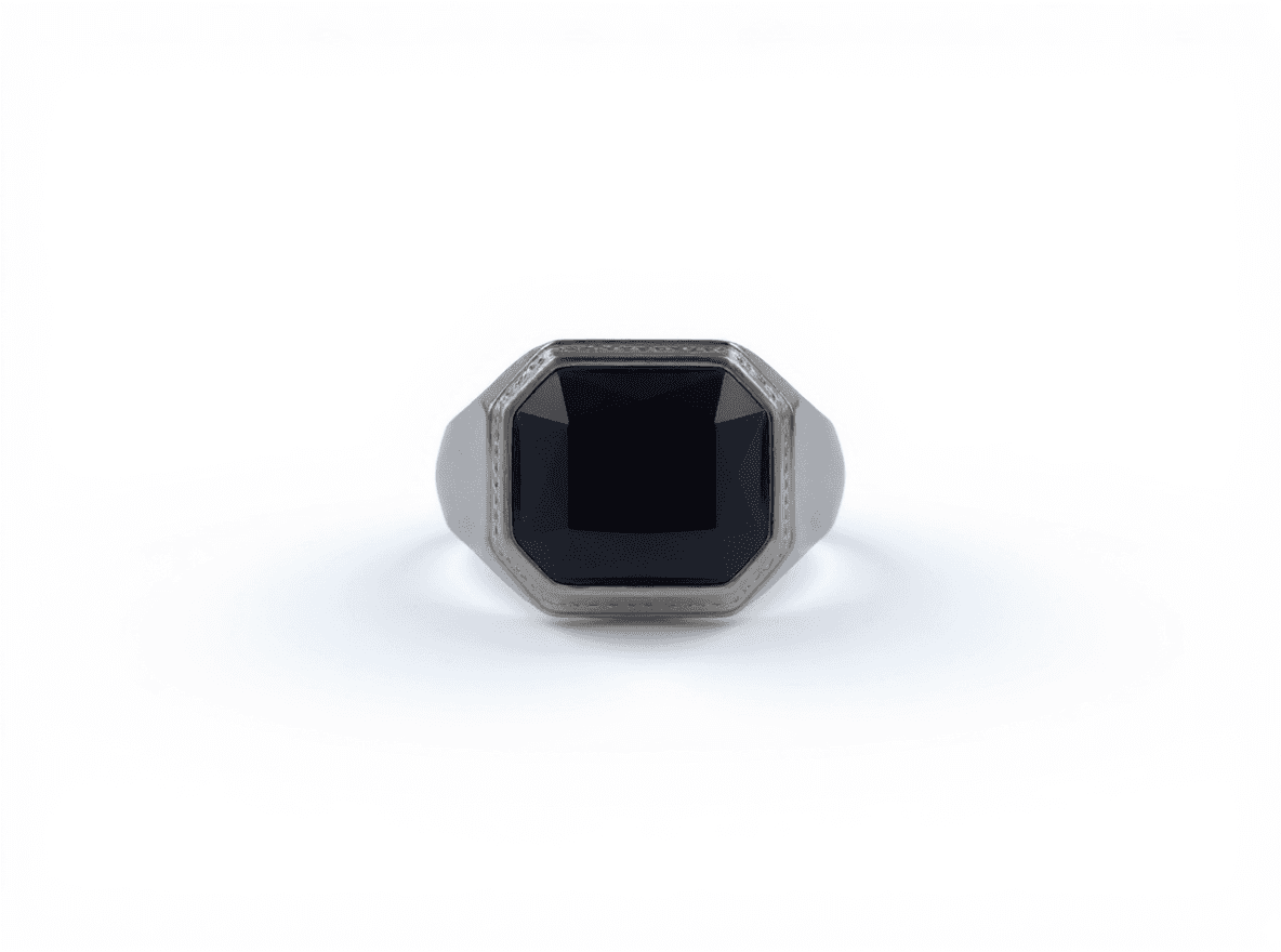 Octagonal Black Stone Ring
