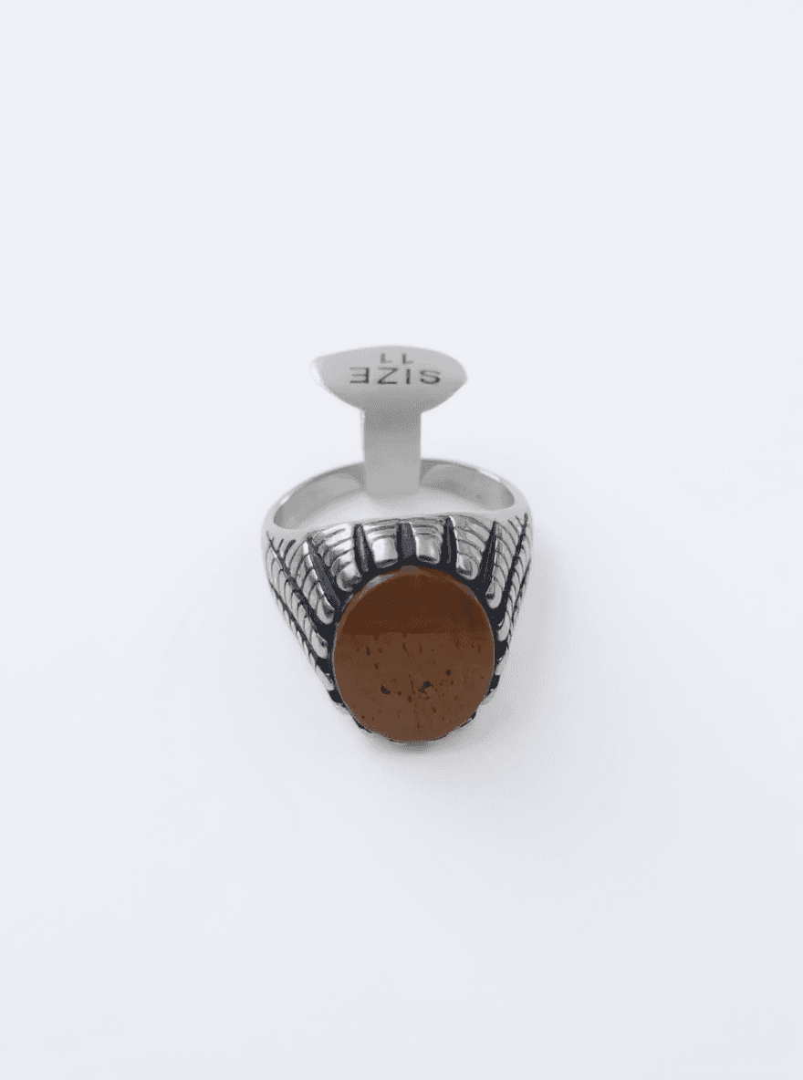 Metal Ring with Brown Accent